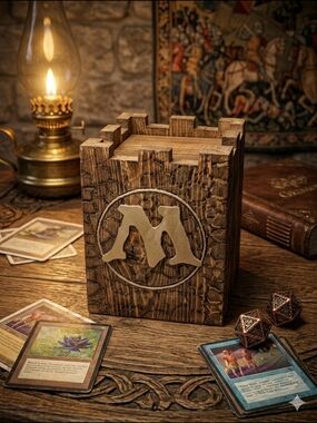 Wooden Handmade Magic the Gathering Card Holder – Rustic Brown